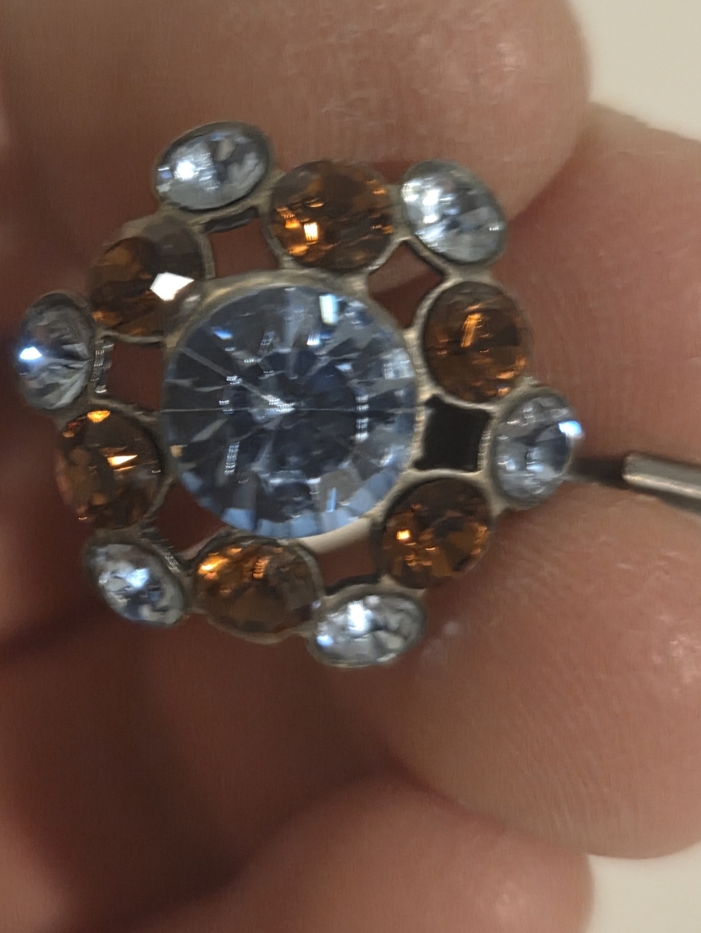 Konplott Vintage Swarovski Crystal and Amber Floral Drop Earrings - Picture 2 of 3